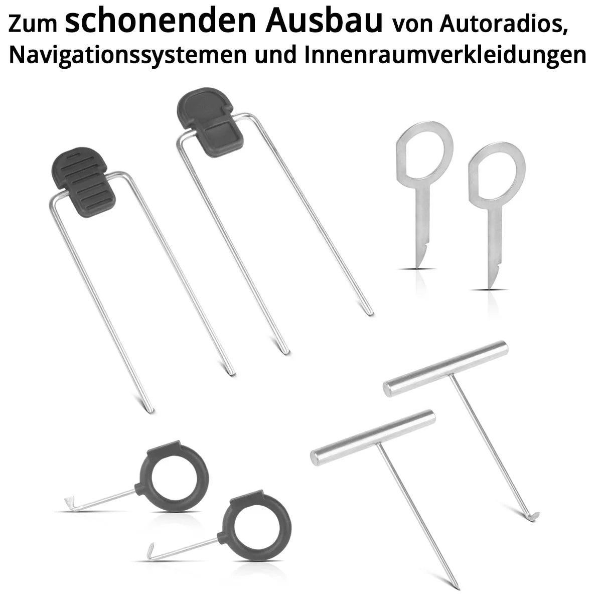 STAHLWERK Kfz Radio Ausbauset 12-teilig | Demontage Werkzeug Set zum Ausbau von Autoradios, Navigationsgeräten und Innenraumverkleidungen | Ausbauwerkzeug | Kfz Radio Ausbausatz | Entriegelungswerkzeug