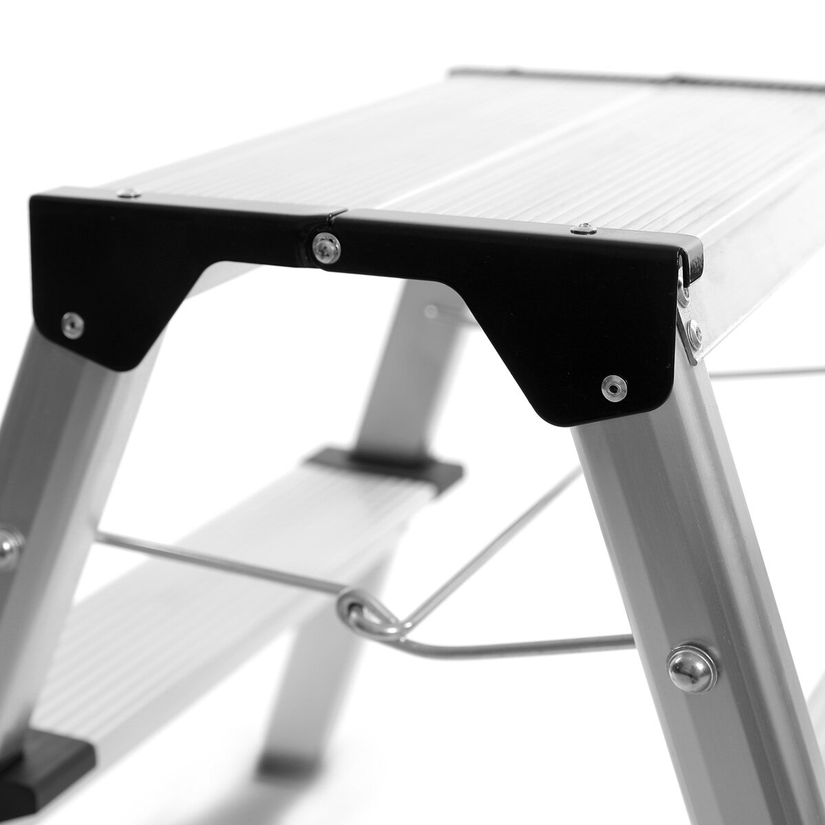 STAHLWERK step ladder TL-22 ST with 150 kg load capacity and 2 steps aluminum ladder | Folding ladder | Folding step | Multi-purpose ladder | Household Manager | Stepladder with non-slip rungs
