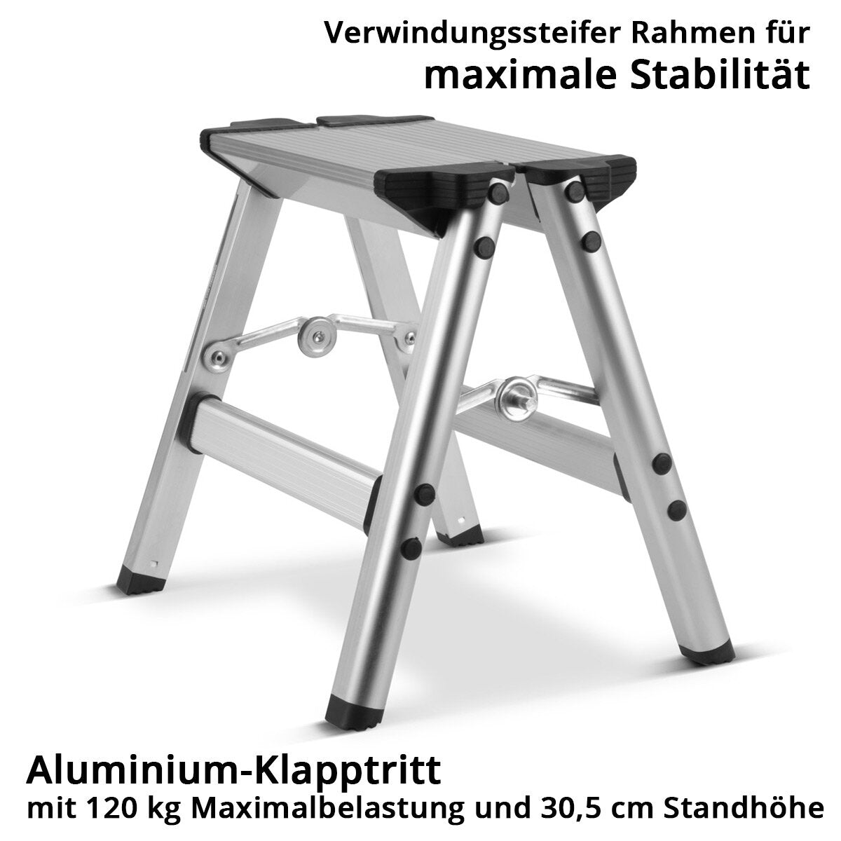 STAHLWERK folding step KT-1 ST with 120 kg load capacity aluminum ladder | Folding ladder | stepladder | stool | Step stool with non-slip step