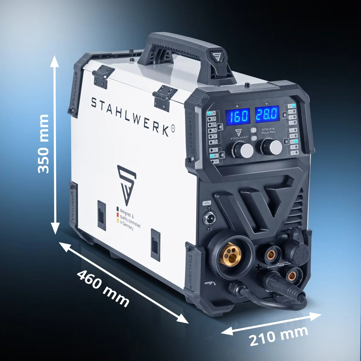 STAHLWERK welding machine CTM-416 Puls Pro fully equipped 6-in-1 inert gas welding machine | Inverter with 160 A, pulse function for aluminum and 40 A plasma cutter CUT | TIG | MIG MAG | PULSE | MMA | FLUX