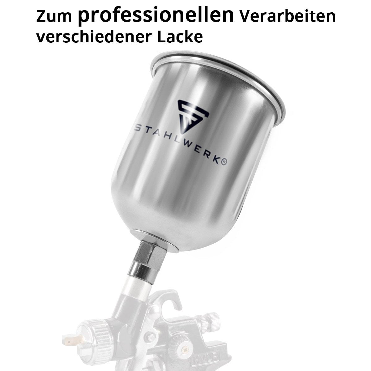 STAHLWERK juego de vasos de pintura de aluminio 125 ml / 600 ml vaso de pintura para pistola de pintar / pistola pulverizadora / pistola pulverizadora / pistola pulverizadora