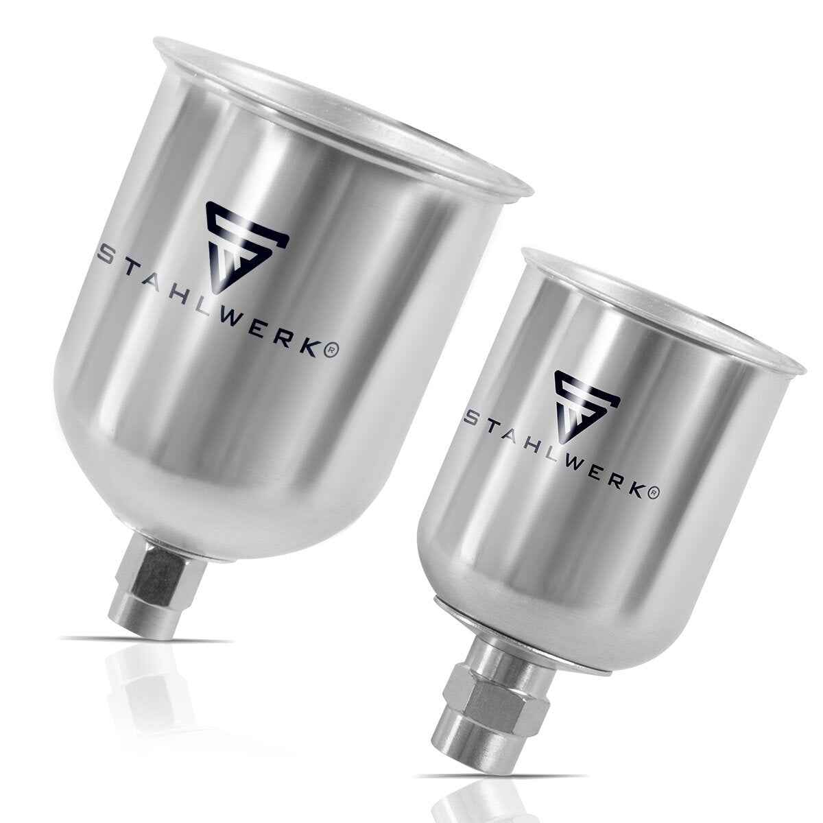 STAHLWERK juego de vasos de pintura de aluminio 125 ml / 600 ml vaso de pintura para pistola de pintar / pistola pulverizadora / pistola pulverizadora / pistola pulverizadora