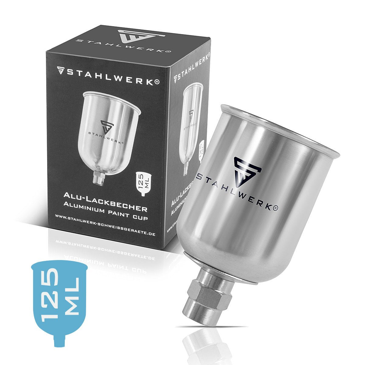 STAHLWERK juego de vasos de pintura de aluminio 125 ml / 600 ml vaso de pintura para pistola de pintar / pistola pulverizadora / pistola pulverizadora / pistola pulverizadora