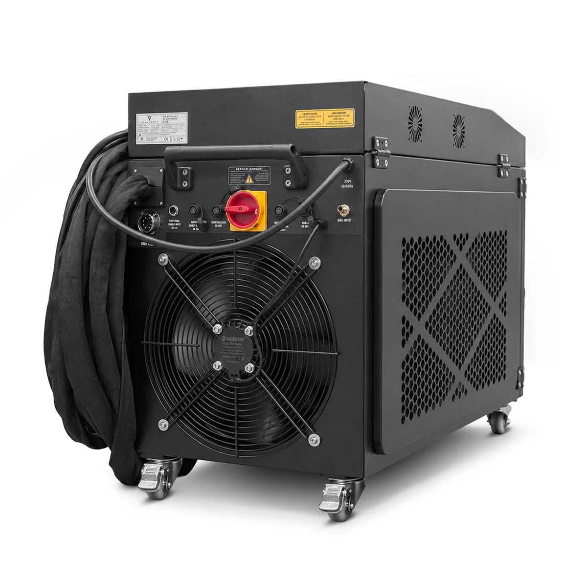 Poste de soudage laser STAHLWERK WCD 2000 Laser Pro avec 2000 W | Système de soudage laser 3 en 1 pour le soudage, la découpe et le nettoyage | Système de soudage portatif avec laser à fibre CW | Classe laser 4 | 230V