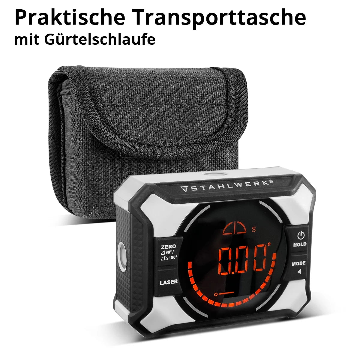 STAHLWERK Digitales Laser-Winkelmessgerät DAG-360 ST | Digitaler Winkelmesser und Wasserwaage mit Kreuzlinien-Laser| Level Box | Nivellieranzeige | Magnetbefestigung | Li-Ion Akku | USB-C Ladeport