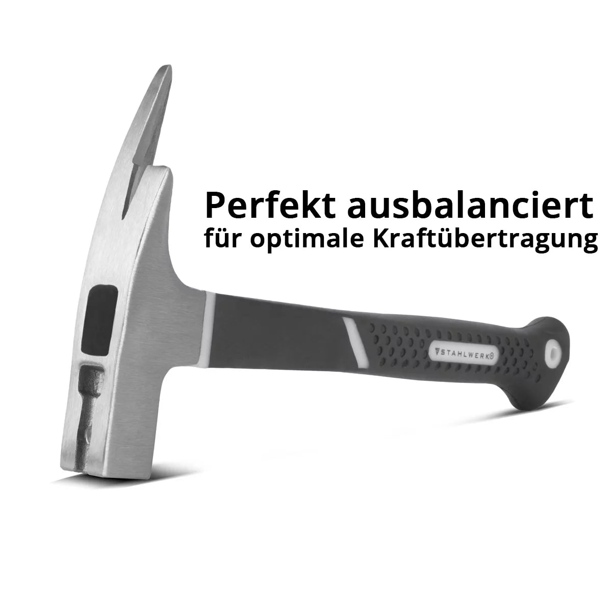 STAHLWERK Latthammer aus geschmiedetem Carbon-Stahl | robuster Klauenhammer mit rutschsicherem Fiberglas-Griff | Zimmermannshammer | Dachdeckerhammer | Fiberglas-Hammer