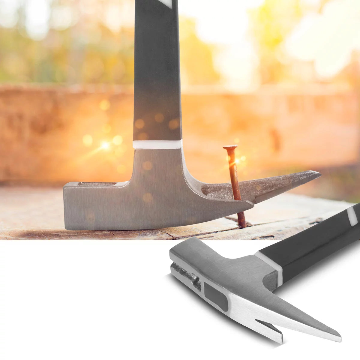 STAHLWERK Latthammer aus geschmiedetem Carbon-Stahl | robuster Klauenhammer mit rutschsicherem Fiberglas-Griff | Zimmermannshammer | Dachdeckerhammer | Fiberglas-Hammer
