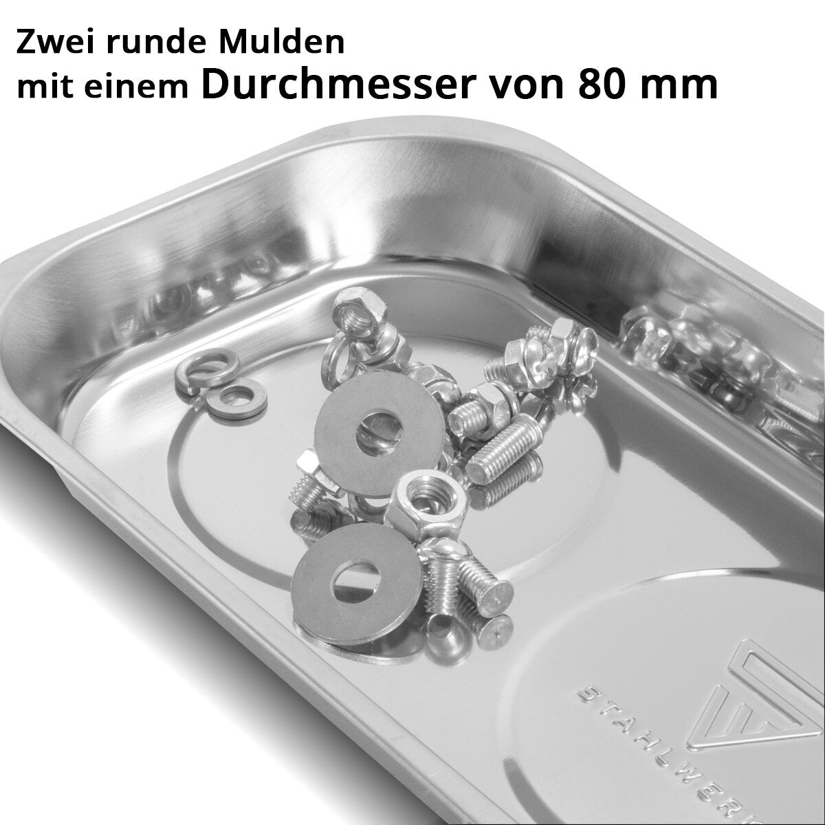STAHLWERK Magnetschale MS-28 ST 237 x 136 x 28 mm Magnetteller | Schraubenschale | Haftschale | Magnetablage | Magnetische Schale aus Edelstahl mit starker Haftkraft für Schrauben, Nägel und Werkzeuge
