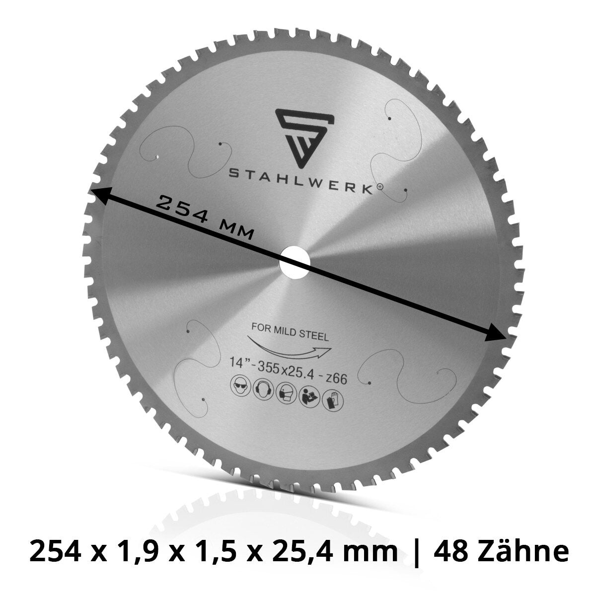 STAHLWERK circular saw blade 254 x 1.9 x 1.5 x 25.4 with 48 teeth metal saw blade | Cutting disc | Universal saw blade for metal circular saw | Cutting saw | Chop saw | miter saw