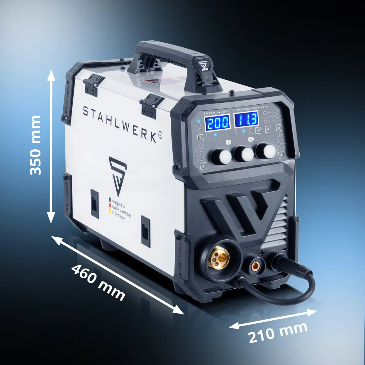 STAHLWERK Schweißgerät MIG MAG 200 Spot Puls Pro, Vollsynergischer IGBT Inverter, 5 in 1 Kombigerät mit Spotfunktion und 200 Ampere, Alu | Fülldraht | MIG MAG | ARC MMA | Lift TIG | Puls
