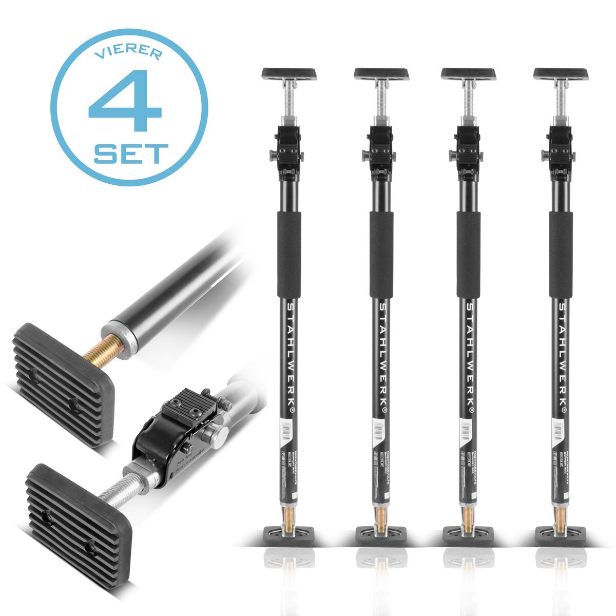 STAHLWERK assembly support | Building supports MH-115 ST set of 4 66-115 cm, 40 kg load capacity, robust door tensioner | Telescopic support | tension support