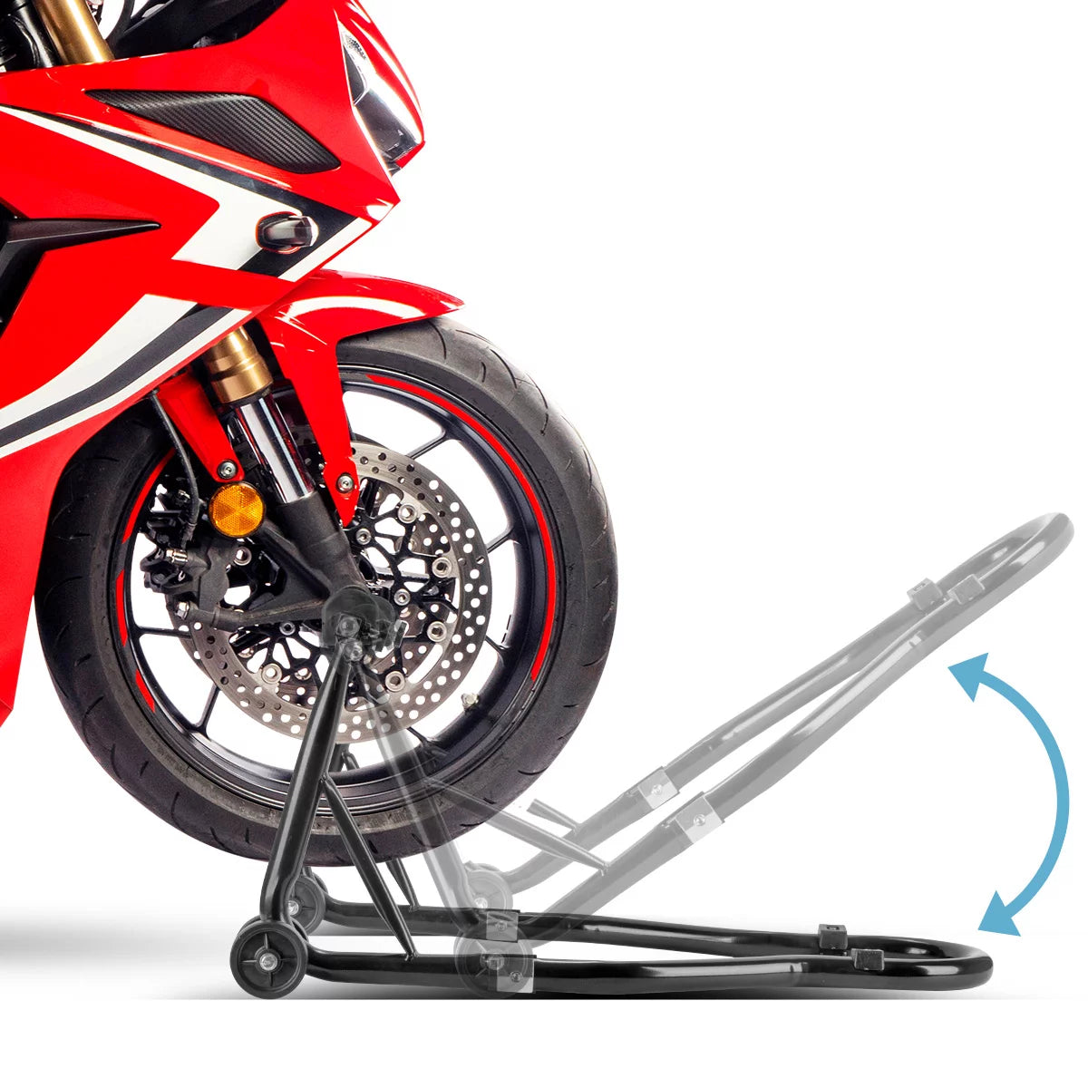 Soporte de ensamblaje de motocicletas Steelworks con capacidad de carga de 450 kg de soporte de motocicleta universal | Motorbic Cercado | Semillas RADA | Subgadora de ciclo | Interior y rockero delantero para mantenimiento y reparación