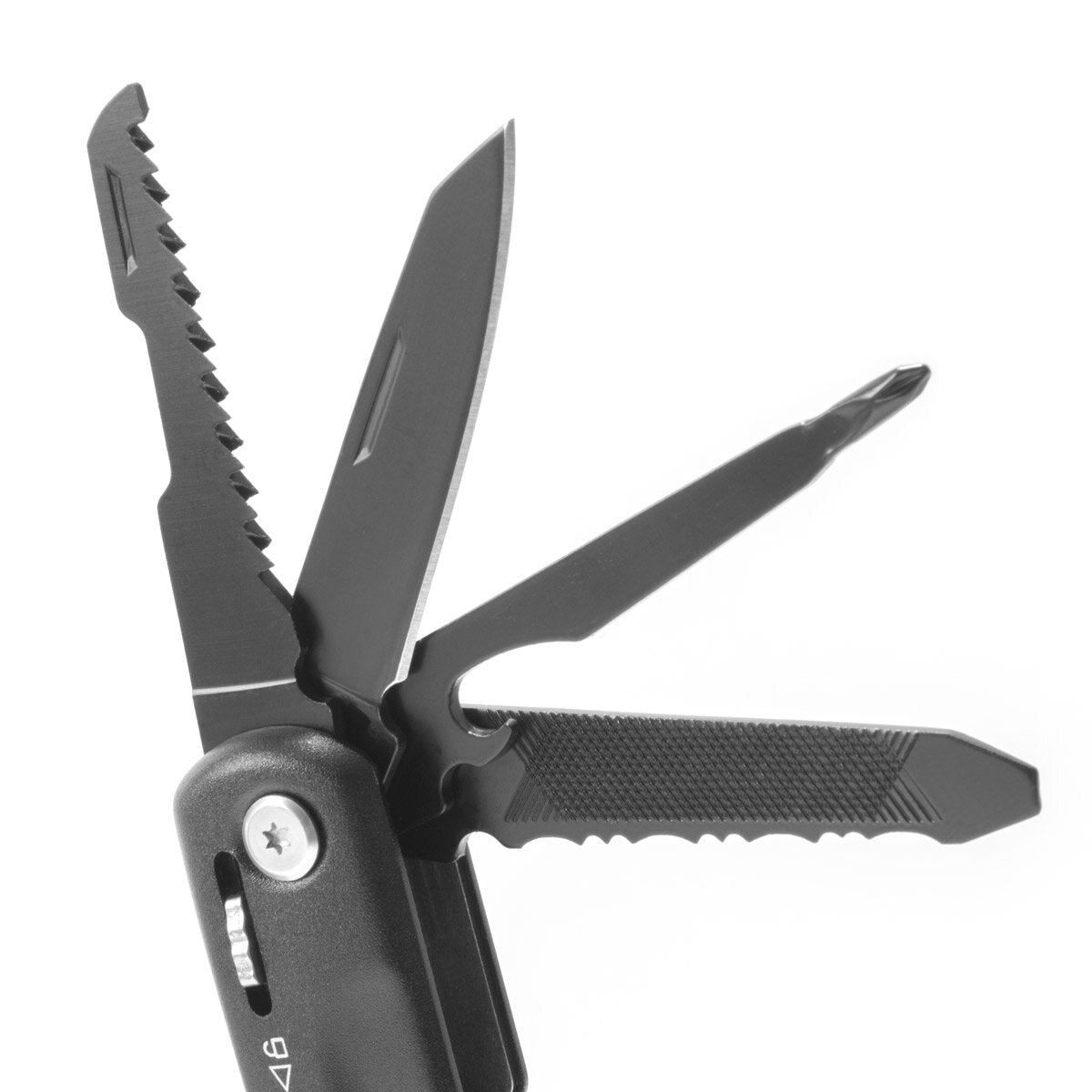 STAHLWERK multitool with 12 tools, high-quality pocket knife / folding knife / multifunctional tool with hammer, knife, saw, file, combination pliers, screwdriver etc. including LED flashlight