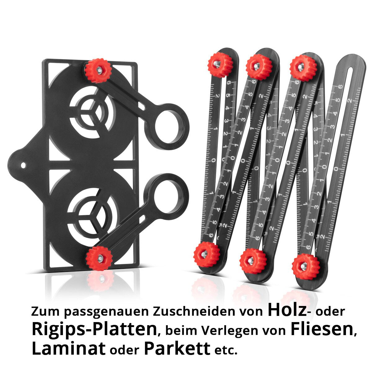 STAHLWERK 6-in-1 multi-angle measuring ruler for precise creation of stencils, high-quality angleizer | Angle template | contour gauge | Template Tool | Aluminum measuring tool