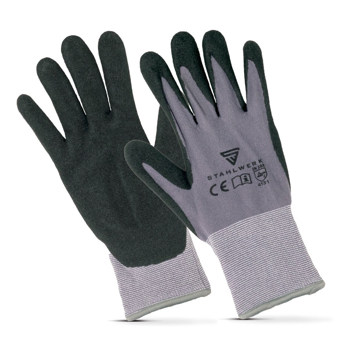STAHLWERK work and assembly gloves size L pack of 5 / protective clothing / robust and hard-wearing made of nitrile rubber