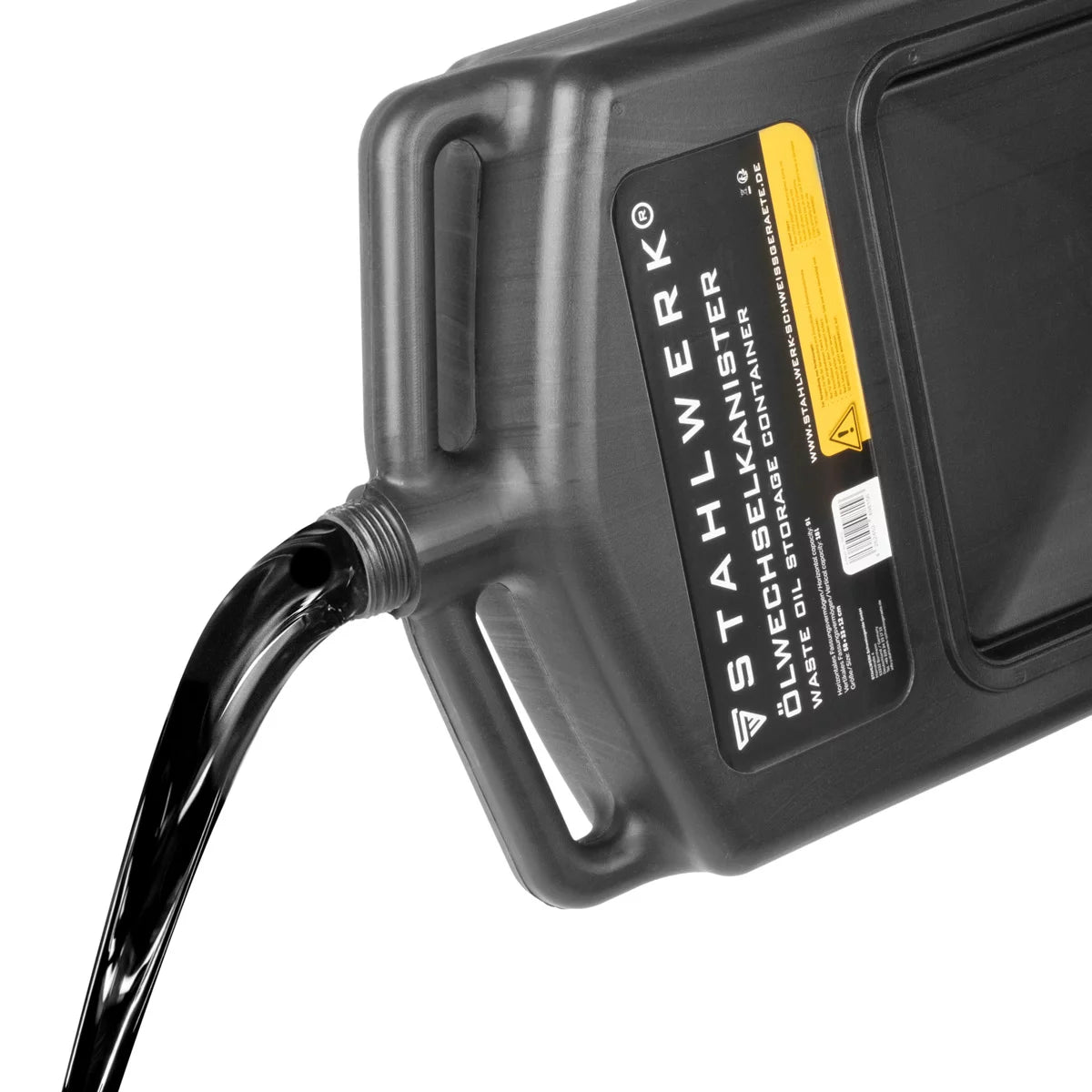Tanica cambio olio STAHLWERK 10 L | Robusto vassoio raccogli olio | Mobile e flessibile da usare | Coppa dell'olio con ausilio di raccolta | Funzione 2 in 1: tanica per olio e carburante per auto, moto e officine