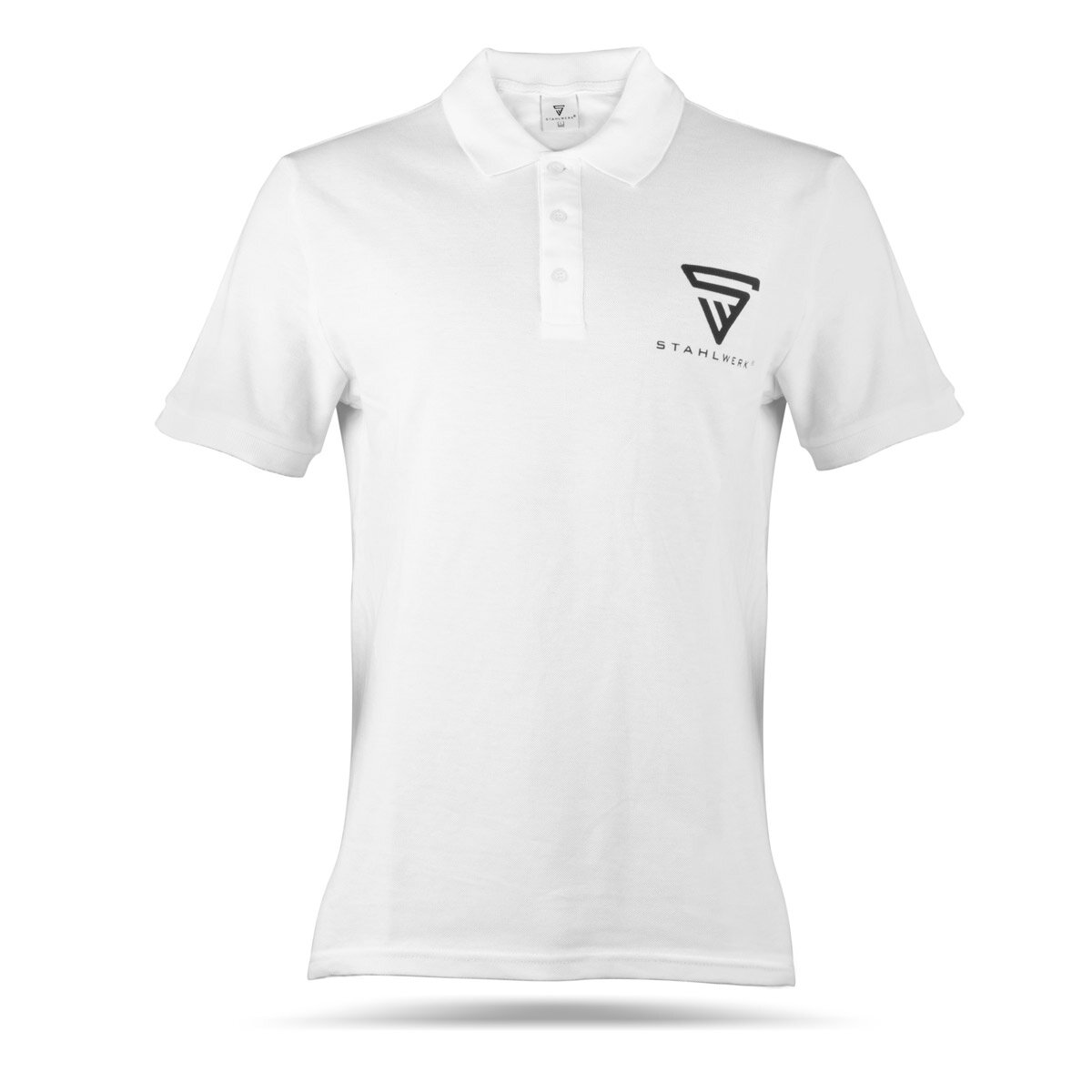 STAHLWERK polo shirt size L white short-sleeved polo shirt with logo print made of 100% cotton