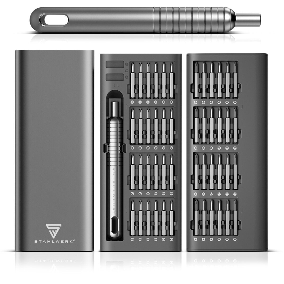 STAHLWERK Präzisions-Schraubendreher Set PSS-51 ST 51-teiliges Feinmechanik Set | Feinwerkzeug | Feinschraubendreher | Feinschraubenzieher mit Chrom-Vanadium-Bit-Set