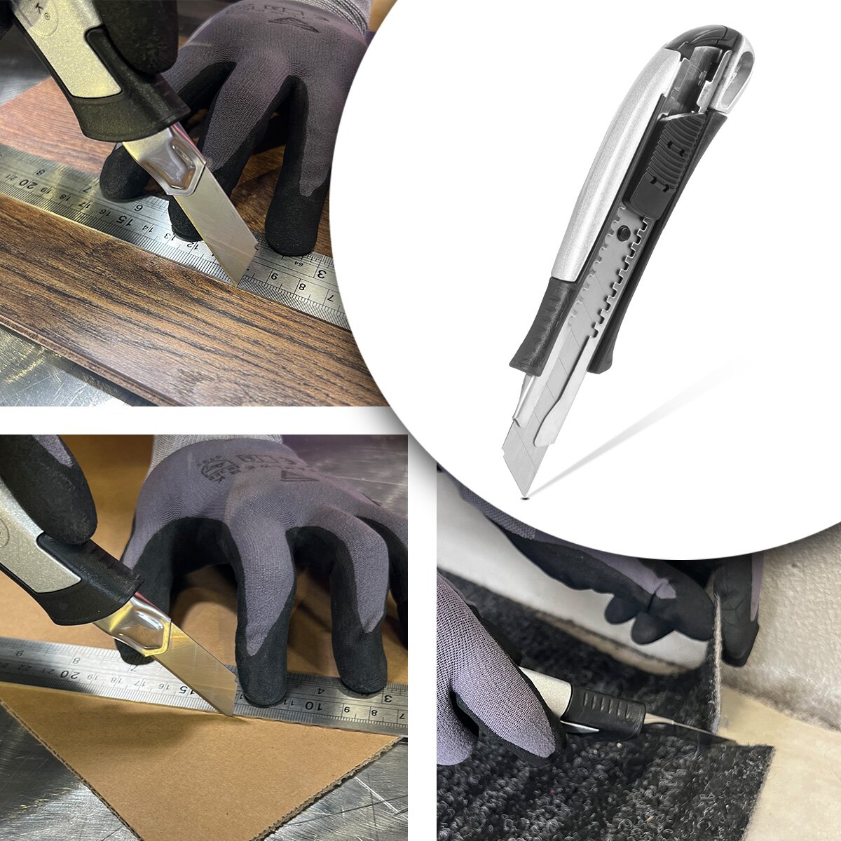 STAHLWERK Premium-Cuttermesser PCM-181 ST 5er Set mit 18 mm Abbrechklingen Profi Cutter | Teppichmesser | Sicherheitsmesser | Paketmesser | Kartonmesser
