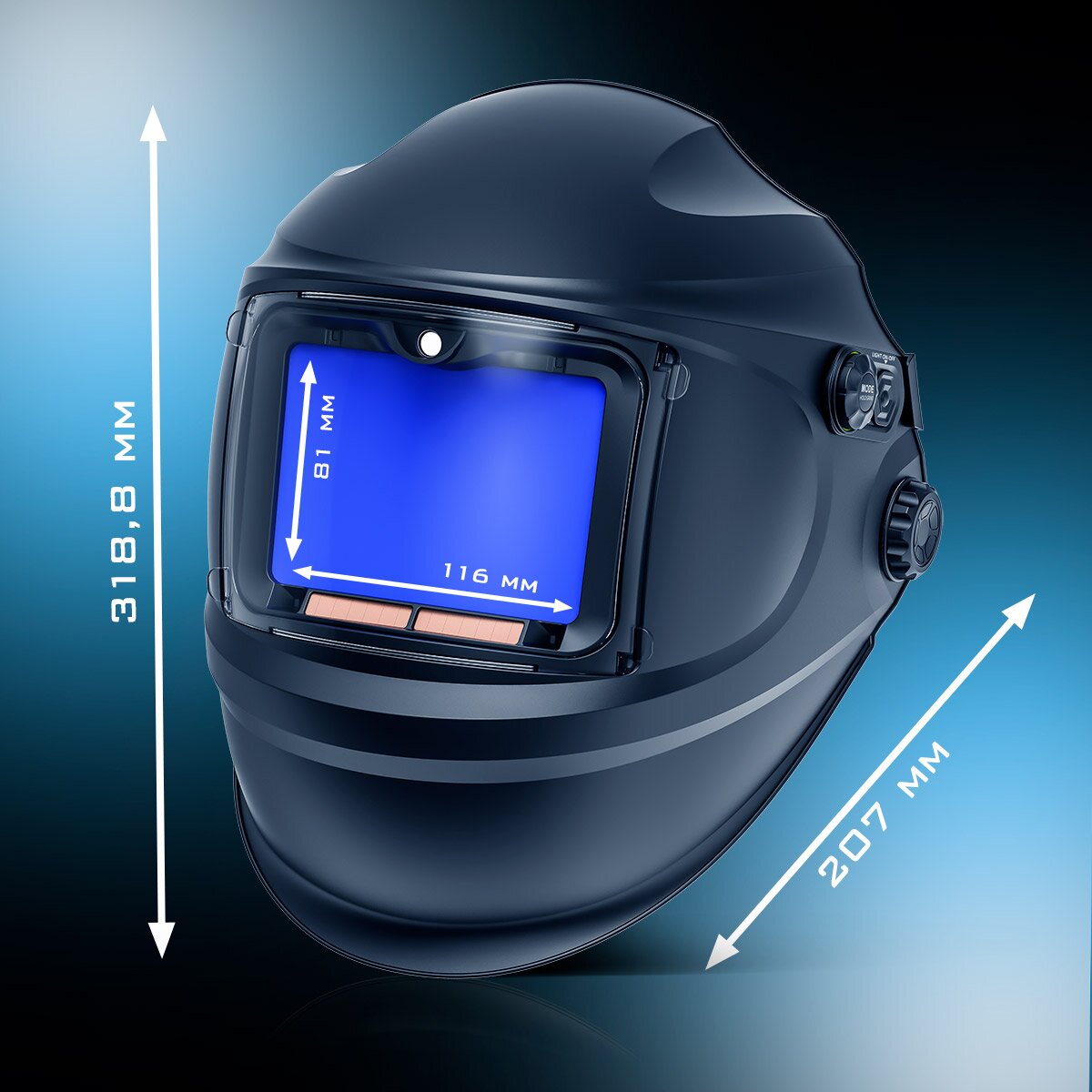 STAHLWERK Automatik-Schweißhelm RAPTOR 3-in-1 Schweißermaske mit LED-Licht, True-Colour-Echtfarbwiedergabe, Jobspeicher, automatischer Abdunkelung DIN 4 bis DIN 13 und Optischer Klasse 1/1/1/2