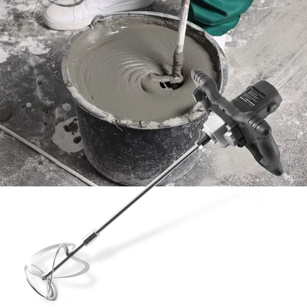 Agitateur STAHLWERK RW-1200 ST | 1 200 W et 850 tr/min | Agitateur à mortier électrique avec fouet supplémentaire 120 x 600 mm | Contrôle de vitesse et interrupteur de sécurité | Bétonnière | Agitateur de peinture | mélangeur de couleurs