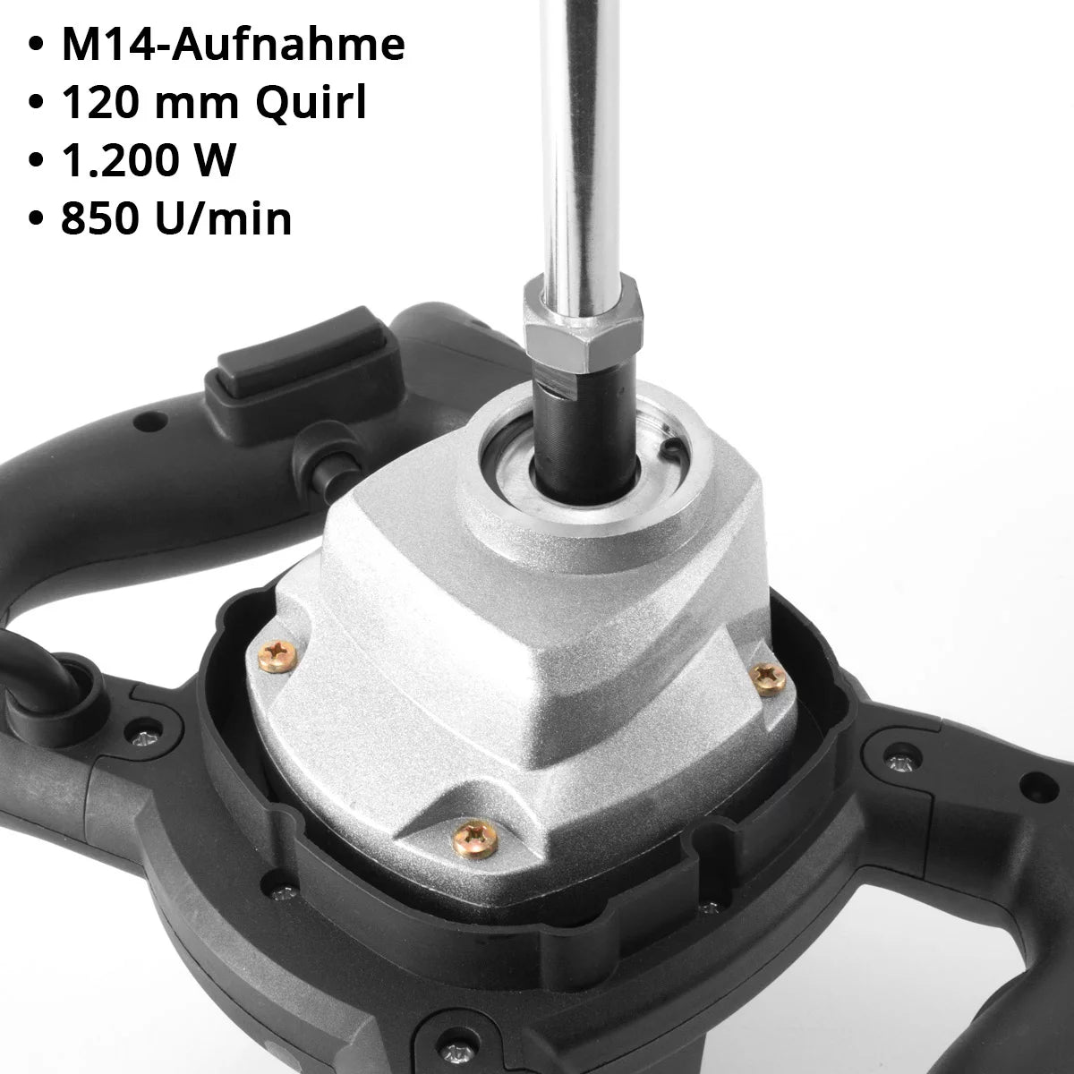 Agitateur STAHLWERK RW-1200 ST | 1 200 W et 850 tr/min | Agitateur à mortier électrique avec fouet supplémentaire 120 x 600 mm | Contrôle de vitesse et interrupteur de sécurité | Bétonnière | Agitateur de peinture | mélangeur de couleurs