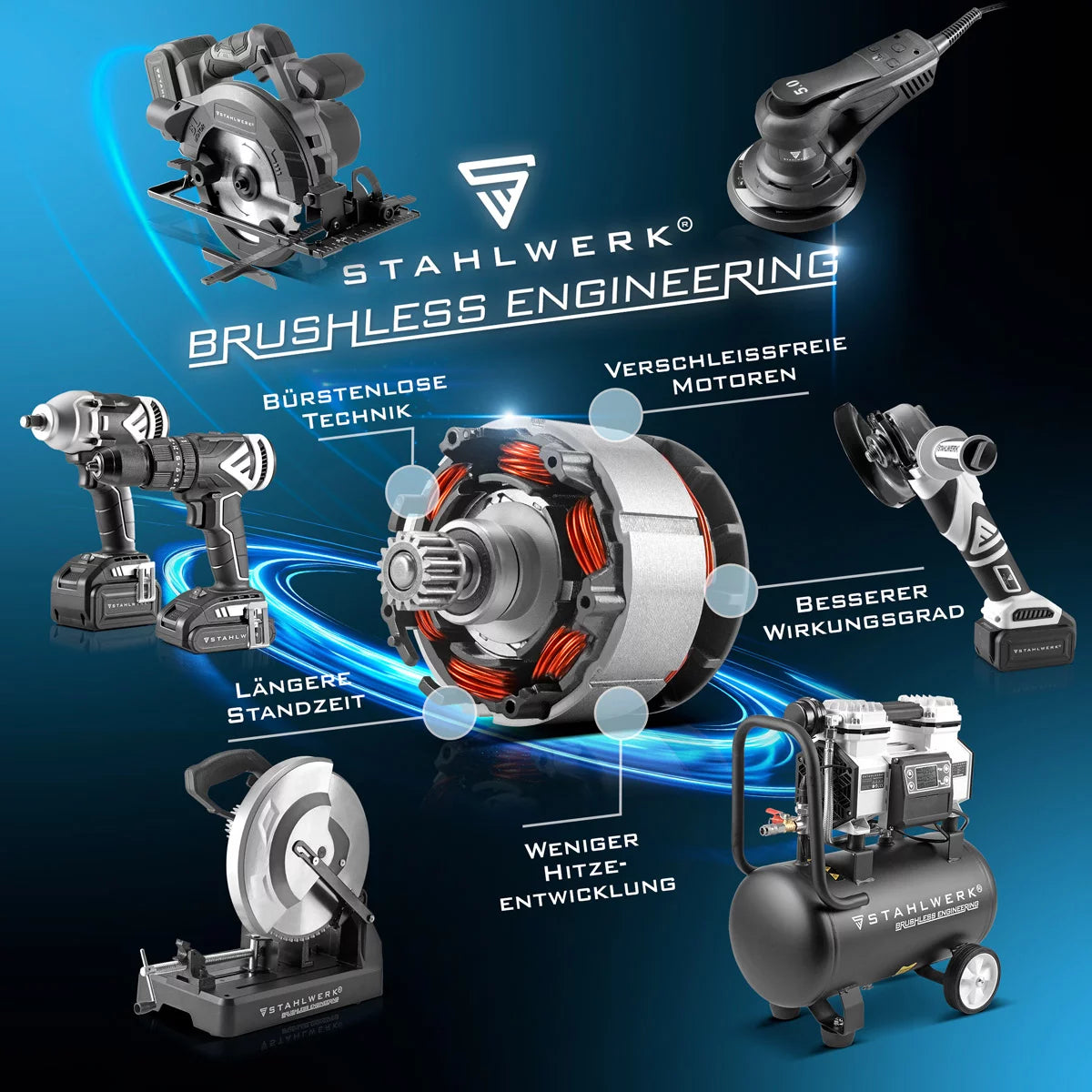 Scie alternative sans fil STAHLWERK BRS-20 ST scie alternative / scie sauteuse / scie universelle avec 20 volts, batterie Li-ion 4 Ah, mandrin sans clé, régime de ralenti 0-2600 tr/min, longueur de course 28 mm