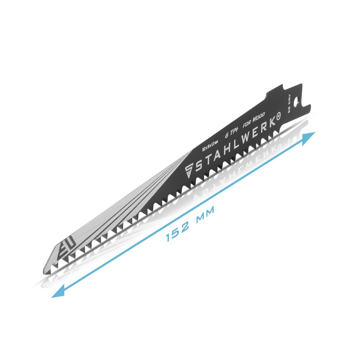 STAHLWERK wood saw blade set of 2 150 x 19 x 1.2 mm long life reciprocating saw blades | Reciprocating saw blades with 1/2 inch holder and 6 TPI for reciprocating saws | Reciprocating saws | Jigsaws