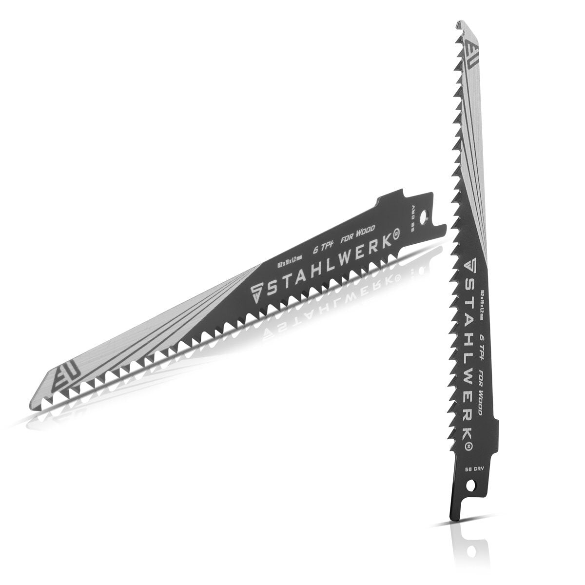 STAHLWERK wood saw blade set of 2 150 x 19 x 1.2 mm long life reciprocating saw blades | Reciprocating saw blades with 1/2 inch holder and 6 TPI for reciprocating saws | Reciprocating saws | Jigsaws