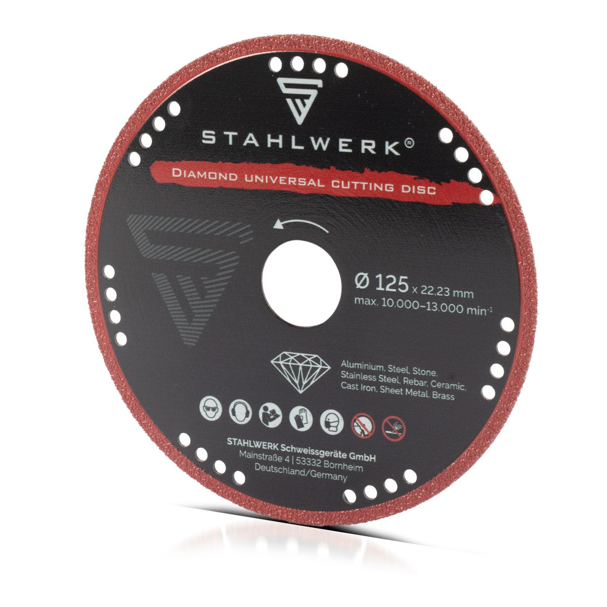 Disques à tronçonner diamantés STAHLWERK jeu de 3 lames de scie pour divers matériaux | 125x22,23 mm