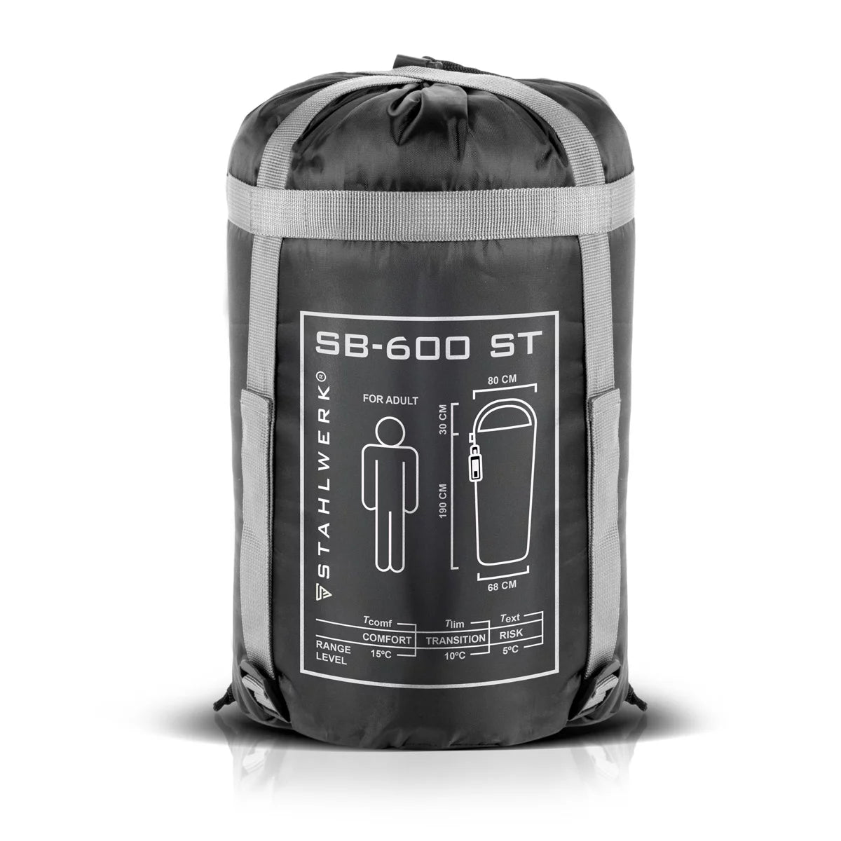 STAHLWERK sac de couchage SB-600 ST Sac de couchage d'extérieur léger jusqu'à 5°C | Remplissage 330g/m2 | Sac de couchage de camping | Sac de couchage momie | Sac de couchage de voyage | Sac de couchage trekking et randonnée