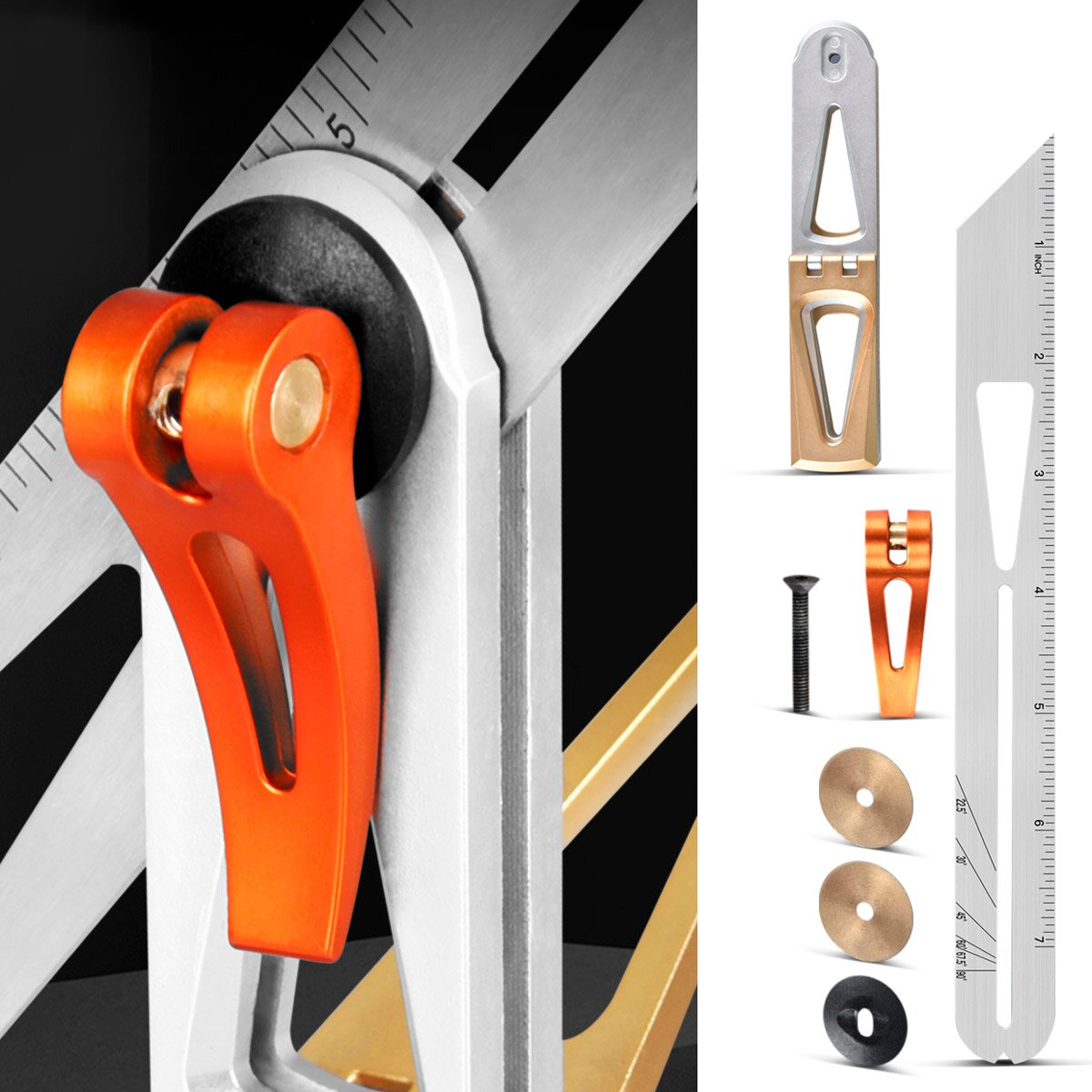 STAHLWERK bevel with stop angle bevel | Combination angle | Multifunctional angle | carpenter's angle | Marking gauge | Oblique dimension | Angle ruler for precise measuring, marking, marking and drawing