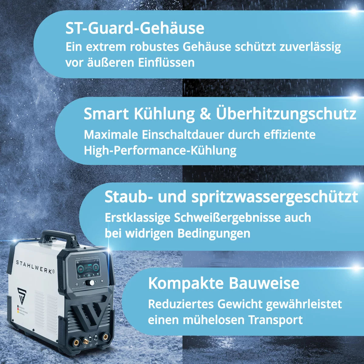 Saldatrice a gas inerte STAHLWERK AC/DC TIG 200 Puls Pro Touch | Convertitore IGBT da 200 A | Funzione ARC/MMA | Archiviazione lavori | Funzione pulsata e spot adatta per alluminio e lamiere sottili