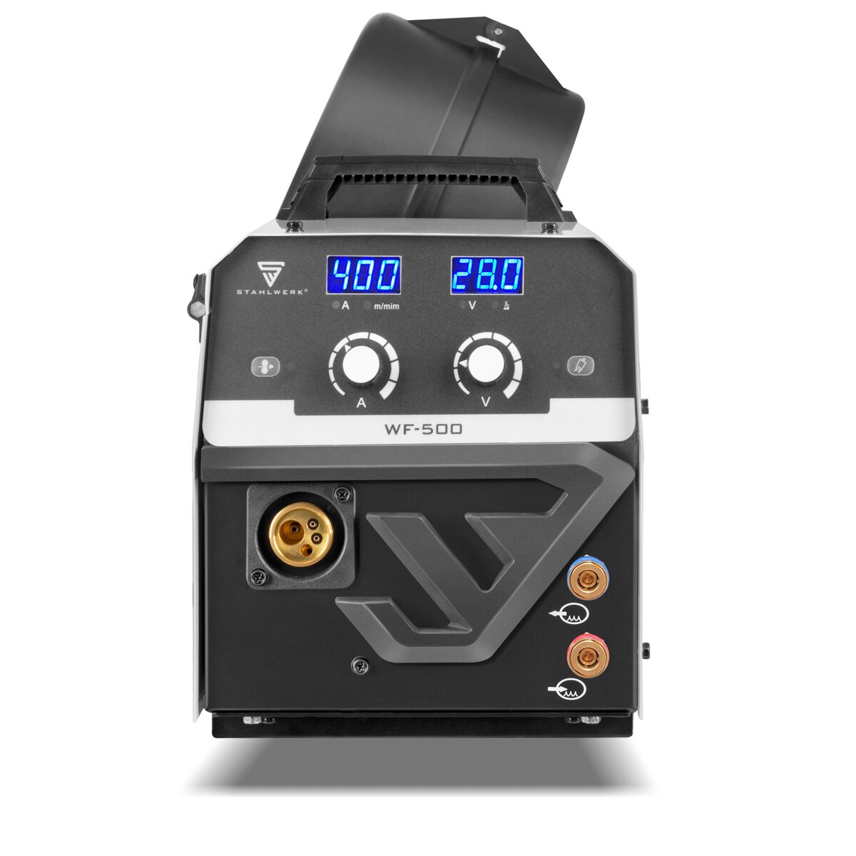 STAHLWERK welding machine MIG MAG 400 Pro fully equipped fully synergic, water-cooled IGBT inverter with 400 A and pulse function 3-in-1 combination welding system MIG MAG | MMA | Lift TIG