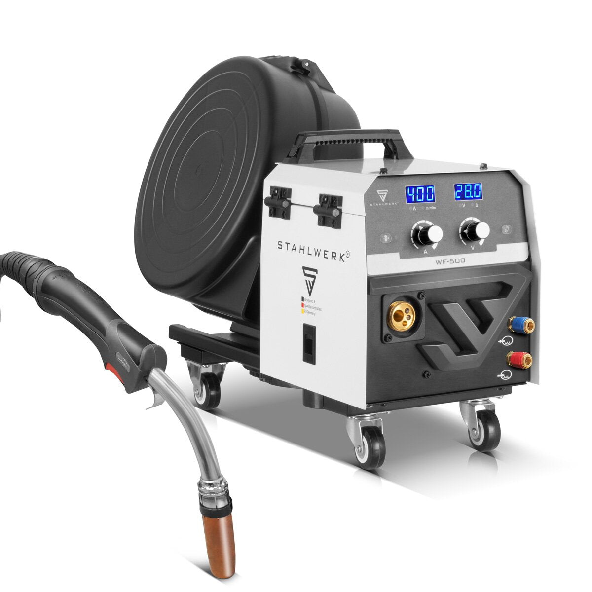 STAHLWERK welding machine MIG MAG 400 Pro fully equipped fully synergic, water-cooled IGBT inverter with 400 A and pulse function 3-in-1 combination welding system MIG MAG | MMA | Lift TIG