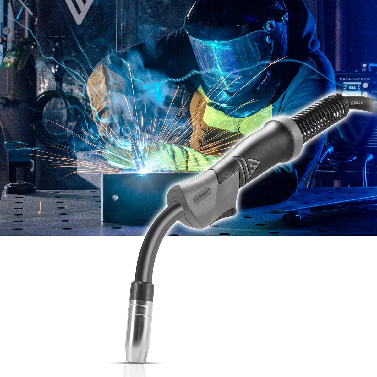 Antorcha de soldar STAHLWERK MIG MAG AK15/MB15 con paquete de manguera de 5 metros / quemador para máquinas de soldar MIG MAG / accesorios de soldadura