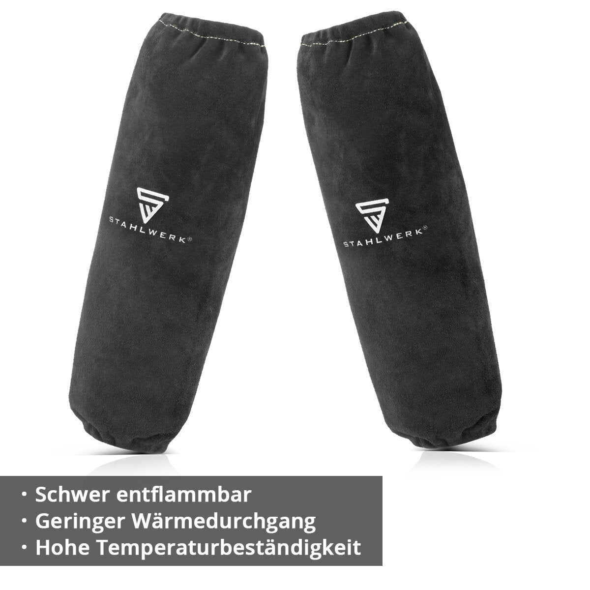 STAHLWERK welding sleeves | Welder's gauntlets | Welding protective sleeves | Welding arm protection | Welding protective clothing with elastic waistband made of high-quality split leather for welding and plasma cutting
