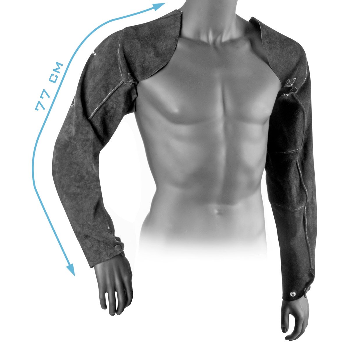 Manguitos de soldadura STAHLWERK | Guanteletes de soldador | | Protección del brazo de soldadura | Ropa de protección para soldar con correas de cuero serraje de alta calidad para soldadura y corte por plasma