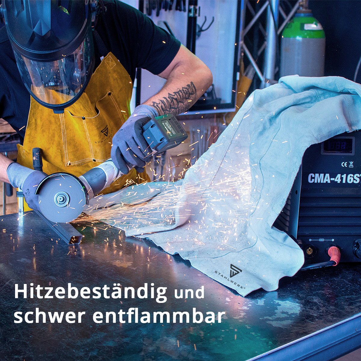 STAHLWERK welding protective blanket / welding blanket / splash protection blanket / welding mat made of real leather 140 x 200 cm