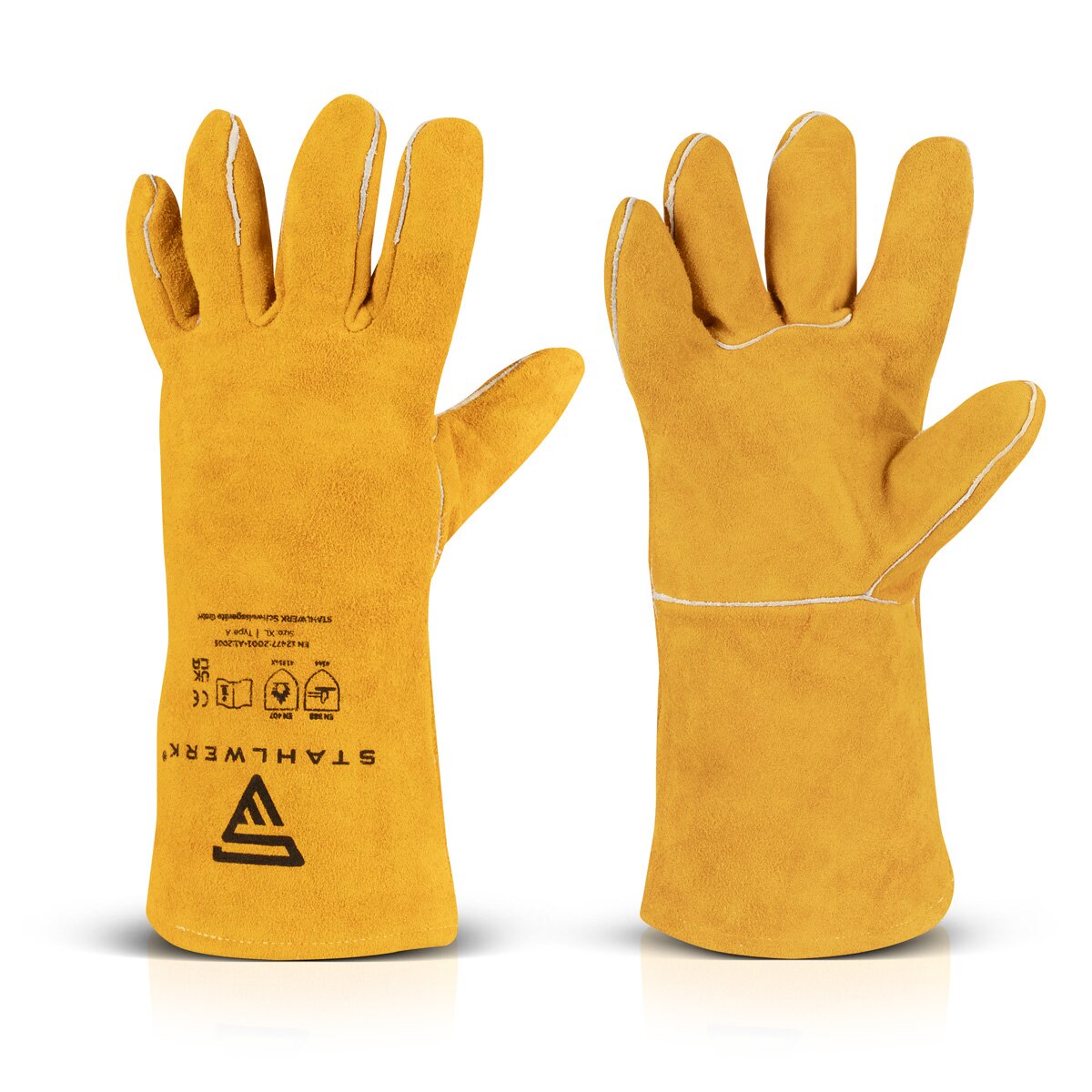STAHLWERK Schweißerschutzhandschuhe aus Echtleder dick / Schutzkleidung / Handschuhe zum Schweißen und Plasmaschneiden