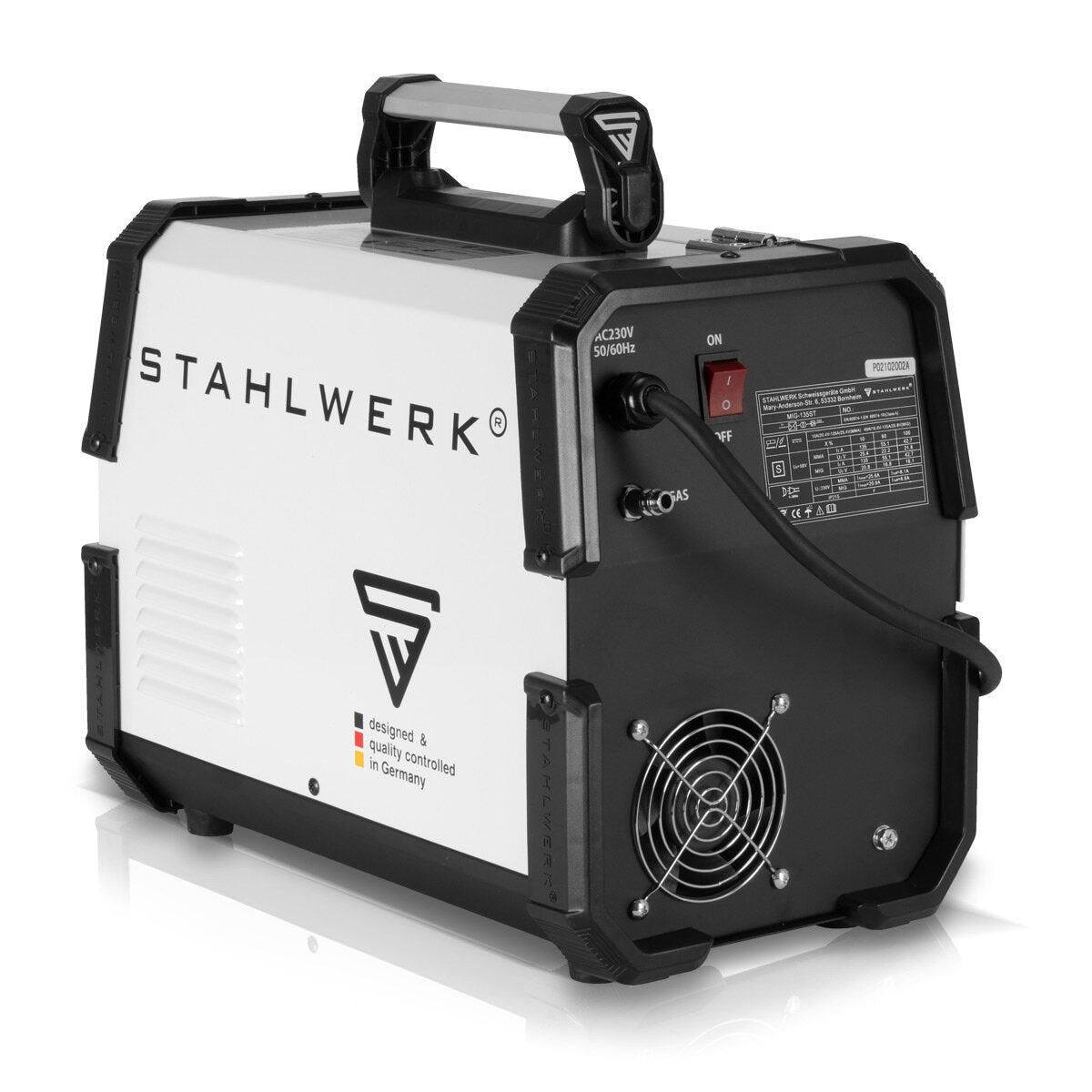 Máquina de soldar STAHLWERK MIG MAG 135 ST IGBT / máquina de soldar con gas protector con alimentación de alambre sinérgica y 135 amperios reales / máquina de soldar combinada