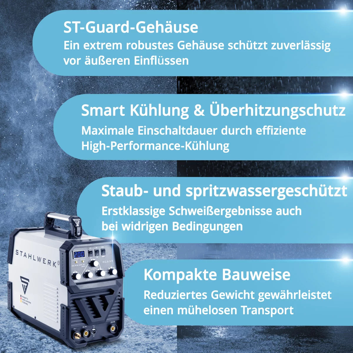 STAHLWERK welding machine AC/DC TIG 200 ST IGBT / combination welding machine / combination welding system with 200 A TIG & MMA, suitable for aluminum