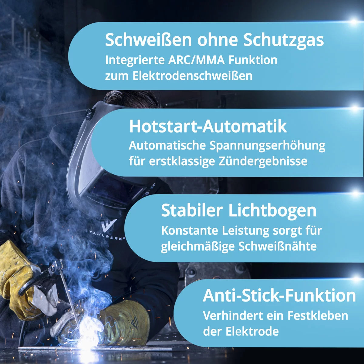 STAHLWERK welding machine AC/DC TIG 200 ST IGBT / combination welding machine / combination welding system with 200 A TIG & MMA, suitable for aluminum