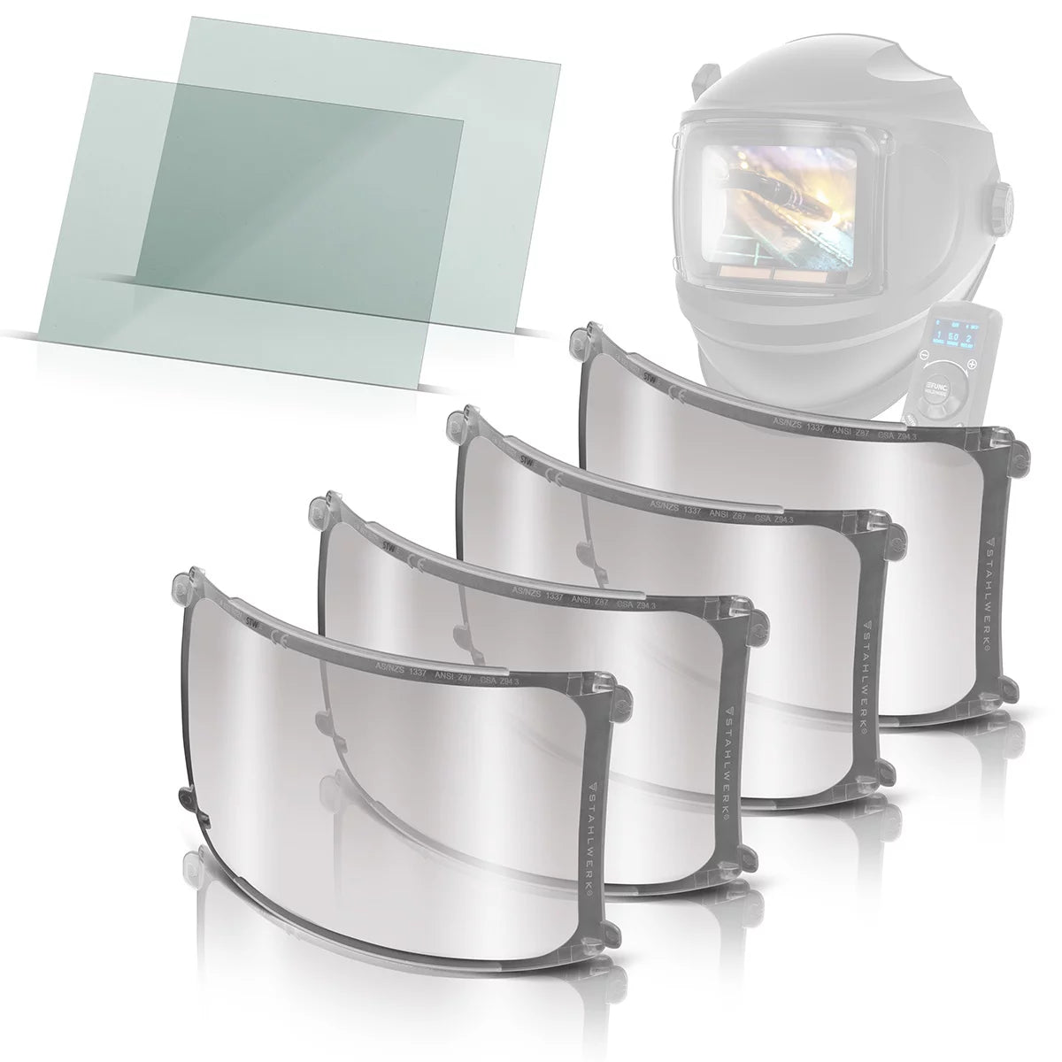 STAHLWERK Schweißhelm Vorsatzscheiben 6er Set, Innen-Ersatzgläser | Schweißschutzglas | Ersatzscheiben für Vollautomatik Schweißhelme | MASTER