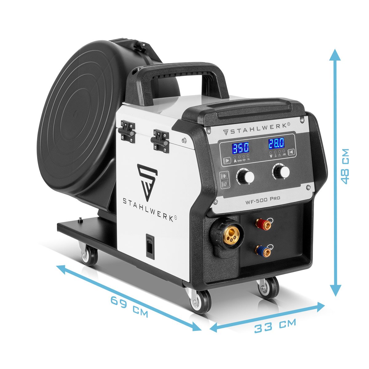 STAHLWERK Industrie-Schweißgerät MIG MAG 350 DP Vollausstattung Vollsynergischer, wassergekühlter IGBT Inverter mit 350 A und Spot-Funktion, MIG MAG Schweißanlage mit Puls | Doppelpuls | High-Speed Puls