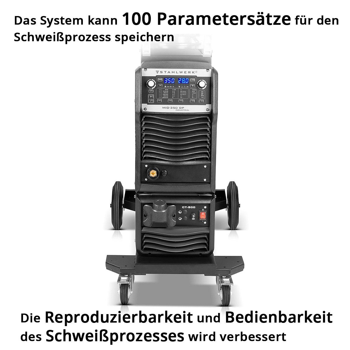 STAHLWERK Industrie-Schweißgerät MIG MAG 350 DP Vollsynergischer, wassergekühlter IGBT Inverter mit 350 A und Spot-Funktion, MIG MAG Schweißanlage mit Puls | Doppelpuls | High-Speed Puls