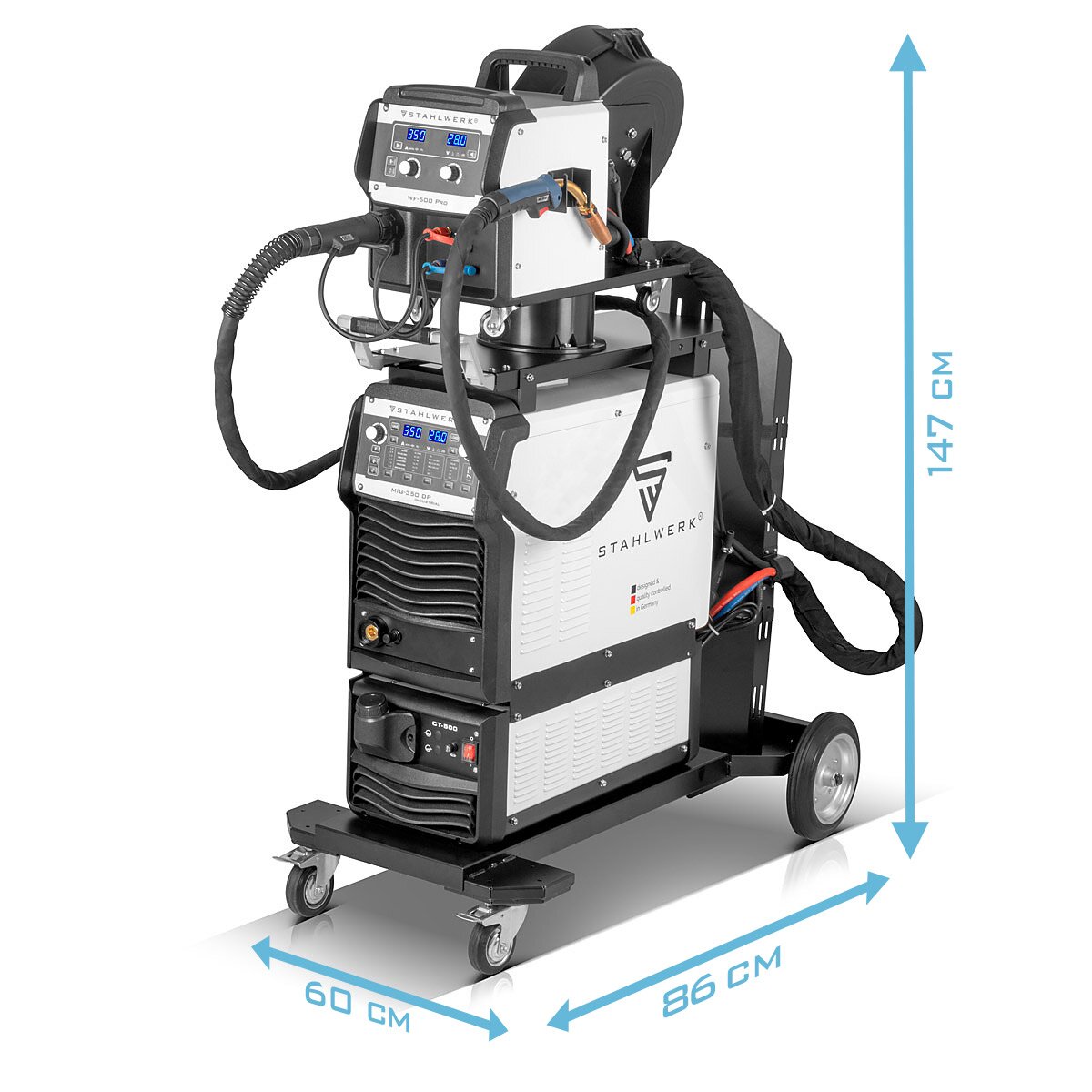 STAHLWERK Industrie-Schweißgerät MIG MAG 350 DP Vollsynergischer, wassergekühlter IGBT Inverter mit 350 A und Spot-Funktion, MIG MAG Schweißanlage mit Puls | Doppelpuls | High-Speed Puls