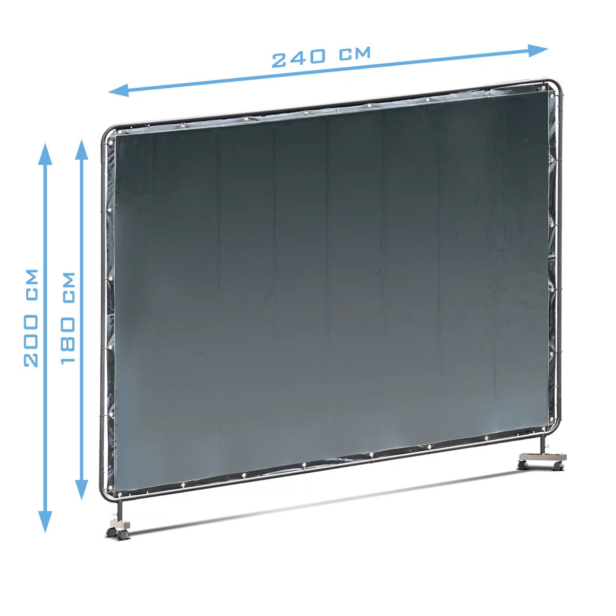 Muro protector de soldadura móvil STAHLWERK 240 x 180 cm de acero y plástico vinílico resistente a los rayos UV
