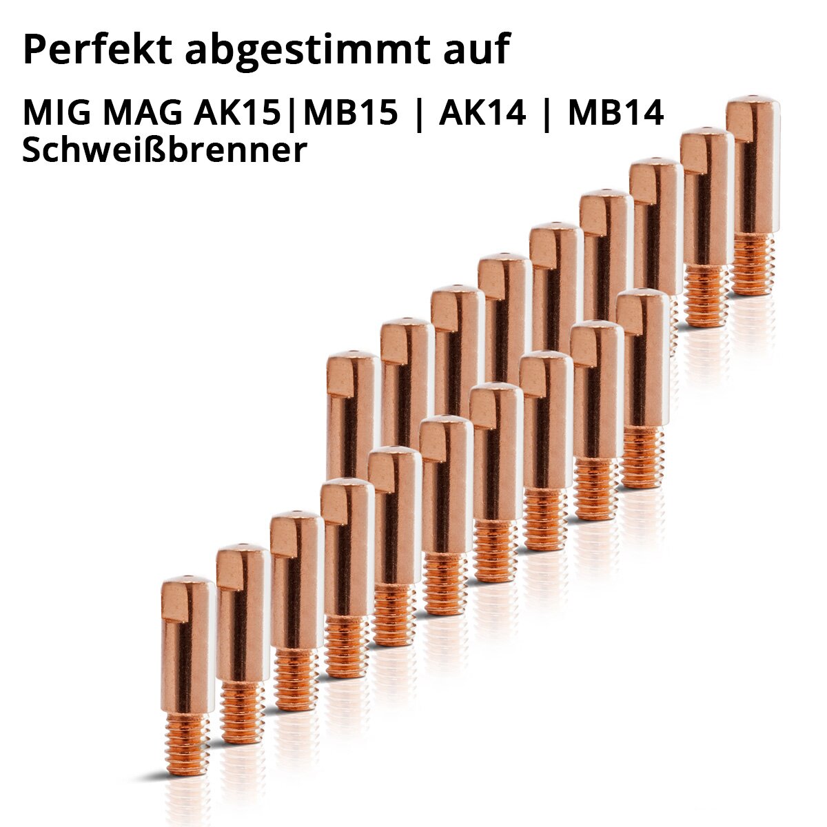 STAHLWERK Set da 40 AK15 | MB15| AK14 | MB14 consigli di contatto | Ugelli a contatto M6x25 in set di parti soggette ad usura MIG MAG da 0,9 mm | Accessori di saldatura per torce di saldatura