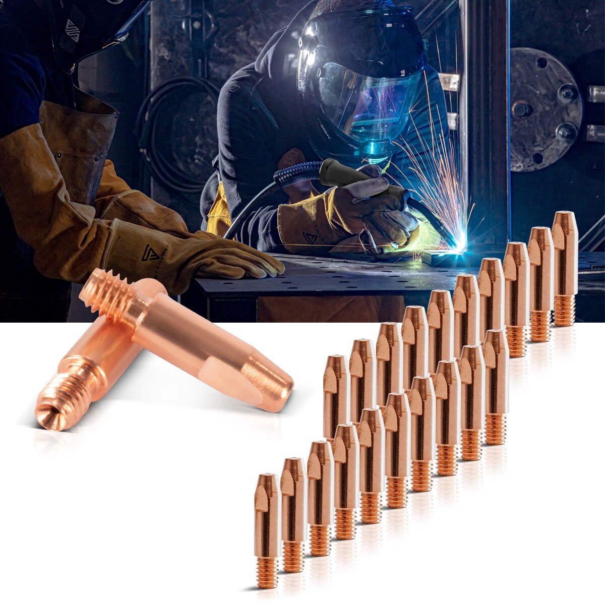 STAHLWERK 40er Set AK25 | MB25 | KD24 | MB24 Stromdüsen | Kontaktdüsen für Aluminium M6x28 in 1,0 mm MIG MAG Verschleißteile Set | Schweißzubehör für Schweißbrenner